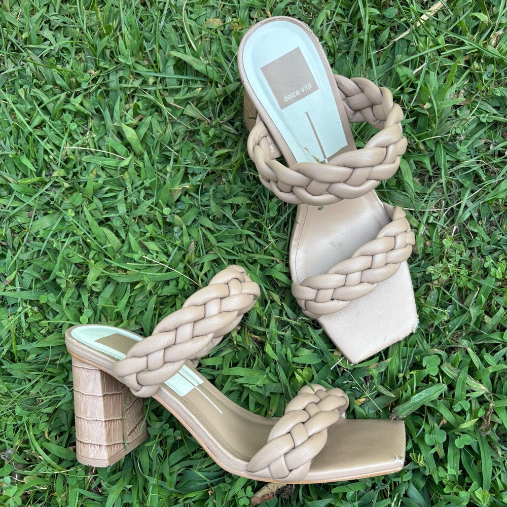 Dolce Vita Paily Braided Tan block heel Sandals 7.5